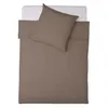 A top-down view of a taupe duvet cover and pillowcase laid on a white sheet. Produktbild-Vorschau