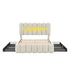 A white background product shot of a bed frame with drawers. Produktbild-Vorschau