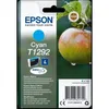 Packaging for an Epson Cyan T1292 ink cartridge, featuring an image of an apple. Voir les images du produit