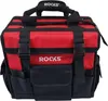 A red and black tool bag with multiple pockets and straps. Podgląd zdjęcia produktu