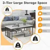 A coffee table in a living room setting, with text overlays highlighting features and weight capacity. Produktbild-Vorschau