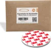 A product package for magnetic holders for smoke detectors, with a magnetic holder with 3M adhesive tape in the foreground. Produktbild-Vorschau