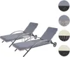 Two grey rattan sun loungers with dark grey cushions are shown against a white background. A small side table is placed between them. Produktbild-Vorschau
