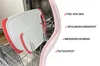 Two cutting boards are placed in a dishwasher rack. Text overlays list product features. Anteprima dell’immagine prodotto