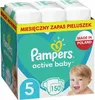 A box of Pampers Active Baby diapers, featuring a baby's face and product branding. Podgląd zdjęcia produktu