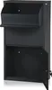 A black metal mailbox with a parcel compartment and a locked door. Produktbild-Vorschau