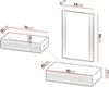 Diagrams showing the dimensions of furniture components. Voir les images du produit