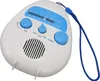 A white and blue AM/FM radio with a blue strap, shown from a diagonal angle on a white background. Náhled obrázku produktu