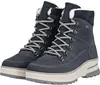 A pair of blue winter boots with white fur lining and gray laces, presented on a white background. Produktbild-Vorschau