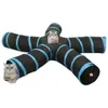vidaXL Tunnel per gatti a 5 vie Nero e blu 25 cm Poliestere Anteprima dell’immagine prodotto 1