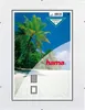 A product image of a picture frame with a tropical beach scene displayed within it. Produktbild-Vorschau