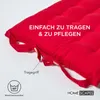 A close-up of a red cushion with text overlays and icons. Anteprima dell’immagine prodotto