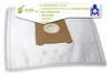 A vacuum cleaner bag with a marketing overlay highlighting its ecological benefits. Produktbild-Vorschau