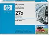 The image shows the packaging of an HP LaserJet 27X toner cartridge, with a graphic of a globe and a small inset image of two children reading. Náhled obrázku produktu