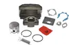 A collection of engine parts, including a cylinder, piston, rings, and gaskets, laid out on a white background. Voir les images du produit
