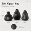 Vaso Esko in porcellana nero opaco H 12 cm Set di 3 Anteprima dell’immagine prodotto 3