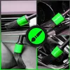 A collage of four images showing cleaning brushes being used in different parts of a car interior and on a leather seat, with a central graphic of a paintbrush. Podgląd zdjęcia produktu