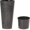 A tall, dark gray planter with a marbled effect and a smaller, dark gray inner pot are shown against a white background. Podgląd zdjęcia produktu