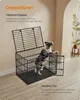A dog is standing in a black metal dog crate with the top and front doors open. Produktbild-Vorschau