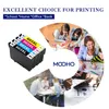 Collage of images showing printer ink cartridges, people working and interacting, and business documents. Produktbild-Vorschau