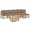 vidaXL 6 tlg. Garten Lounge Set mit Kissen Taupe Bambus - Produktbild-Vorschau 3