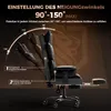 A diagram illustrating the reclining angles of an office chair, with callouts for features. Produktbild-Vorschau