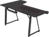 A black L-shaped gaming desk with a textured surface and red accents on a white background. Anteprima dell’immagine prodotto