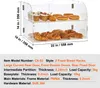 A clear acrylic display case filled with baked goods, with dimensions and specifications overlaid. Anteprima dell’immagine prodotto