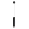 A black cylinder pendant light hanging from a thin black cord against a white background. Anteprima dell’immagine prodotto
