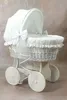 Stubenwagen Weiß für Babys Großen Rädern Komplett Set Weiß Produktbild-Vorschau 1