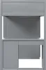 A gray loft bed with a desk and bookshelf underneath, shown from the front against a white background. Náhled obrázku produktu