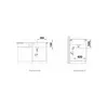 Technical drawings of a kitchen sink with dimensions. Náhľad obrázku produktu