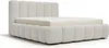 A white upholstered bed frame with a mattress. Náhľad obrázku produktu