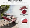 CASARIA® Transat alumimium Pliable Ibiza Rouge Dossier Voir les images du produit 5