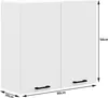A white kitchen wall cabinet with dimensions shown. Náhled obrázku produktu
