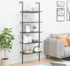 vidaXL Žebříkový regál s 5 policemi černý 64x35x185 cm Náhled obrázku produktu 2