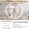 A console table with a circular shelf unit is displayed against a light gray wall. Anteprima dell’immagine prodotto