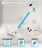 A marketing image for a cordless vacuum cleaner, showcasing its features and accessories. Produktbild-Vorschau