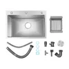 Evier en inox sans kit avec passoire 68*45*21cm(argent) Voir les images du produit 6