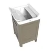 A plastic washbasin with a cabinet underneath, shown from a diagonal top-down view against a white background. Produktbild-Vorschau