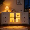 Merax Sideboard mit LED, Multifunktional Kommode mit 6 Produktbild-Vorschau 3