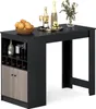 A black bar table with built-in wine storage and cabinets, set against a white background. Náhľad obrázku produktu