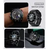 A collage of images showcasing a smartwatch from different angles, including one on a wrist. Produktbild-Vorschau