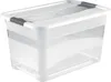 A clear plastic storage box with a white lid and gray latches. Náhľad obrázku produktu