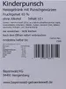 The image shows the back label of a 10-liter bag-in-box of Kinderpunsch. Produktbild-Vorschau