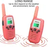 Two pink walkie-talkies are displayed on a white background with radiating lines indicating range. Náhľad obrázku produktu