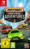 The image is a video game cover for Matchbox Driving Adventures on Nintendo Switch, featuring several toy cars and a fire truck. Produktbild-Vorschau