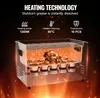 A marketing image for an ultrasonic cleaner, showcasing its heating technology and features with text overlays and a fiery background. Anteprima dell’immagine prodotto