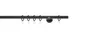 A black curtain rod with rings and a wall bracket, shown against a white background. Produktbild-Vorschau