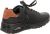A side view of a black Skechers sneaker with brown accents. Produktbild-Vorschau